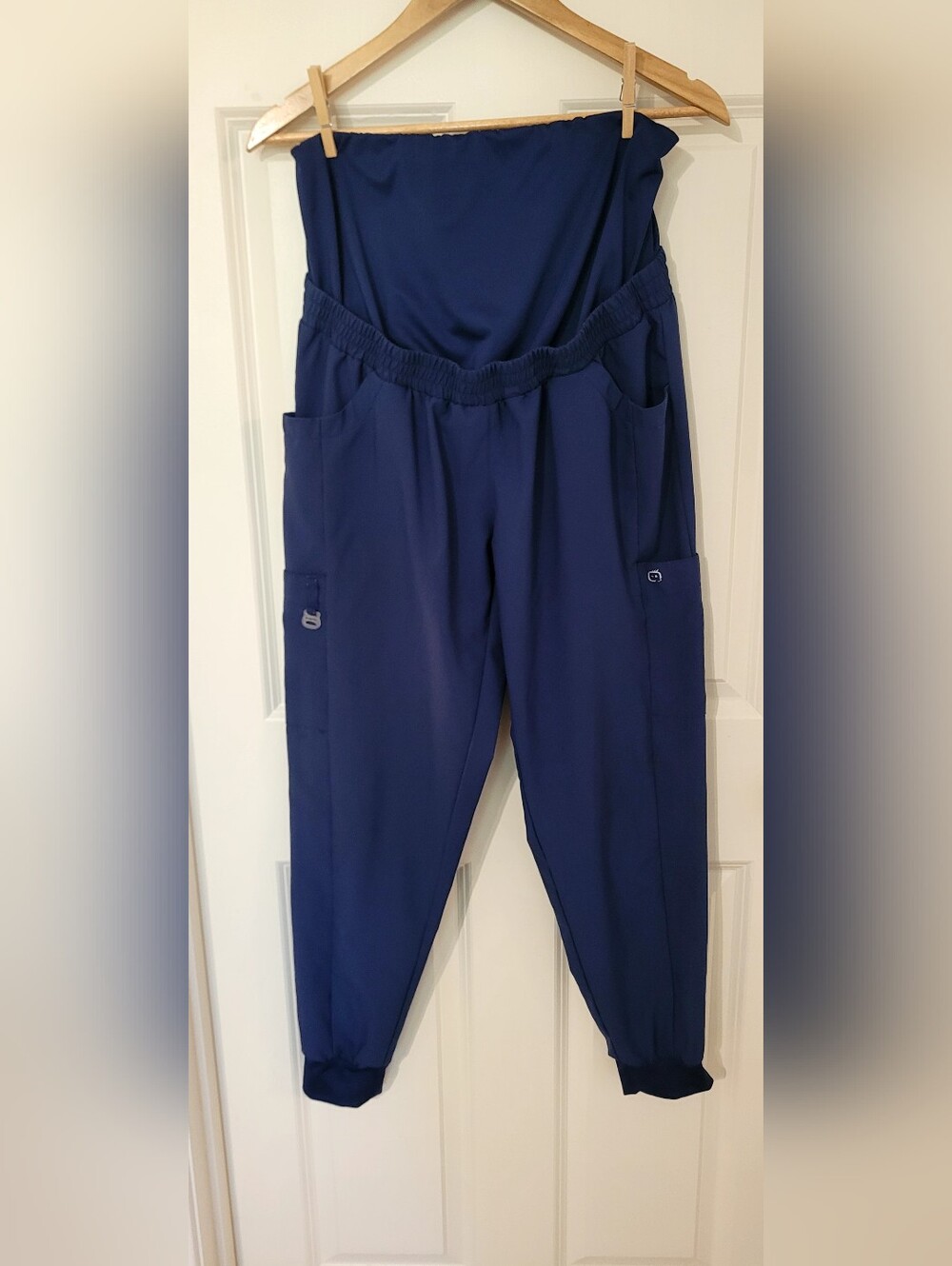 WonderWink Navy Maternity Jogger Pants with Support Panel - Picture 6 of 16